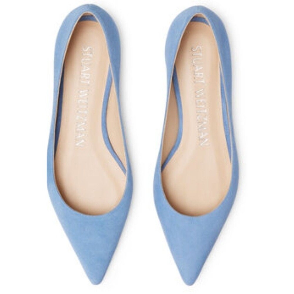 Stuart Weitzman Blue Leather EMILIA Point Ballet Flats 7.5 90S CLUELESS PREPPY
